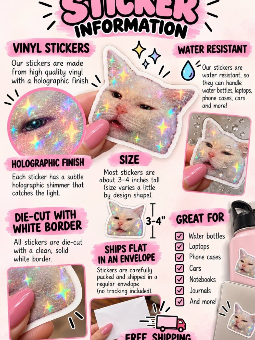 Ghost Mask with Roses Funny Water Resistant Sticker - Picture 3 of 3